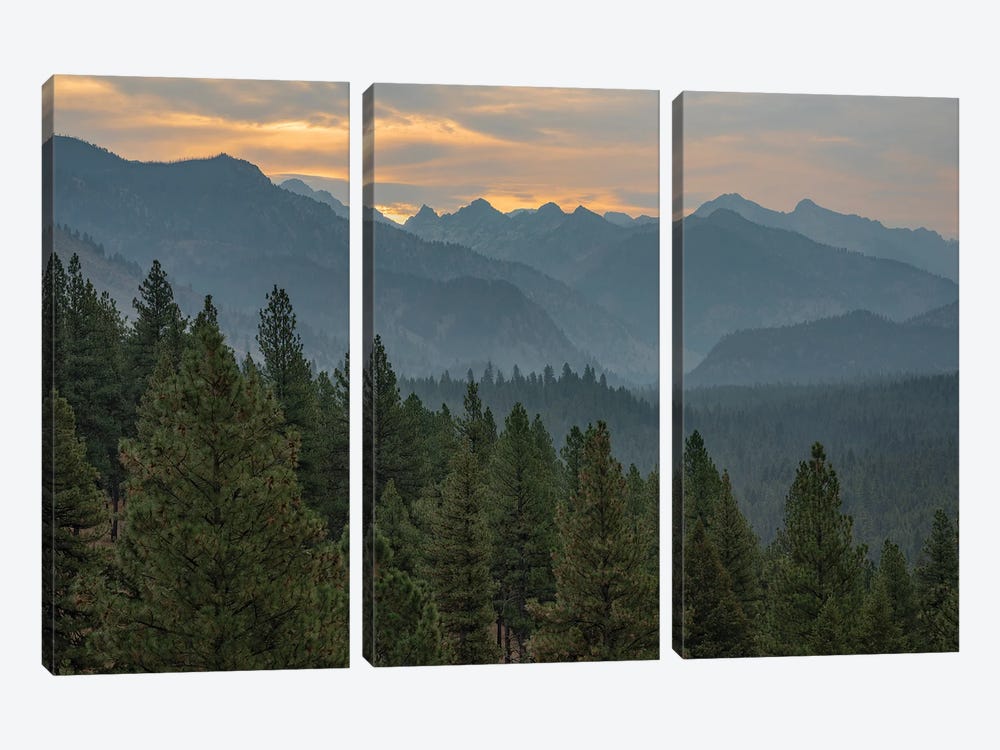 Sunrise Over The Sawtooths Mountains by Louis Ruth 3-piece Canvas Print