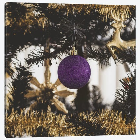 Christmas Tree With Purple Ornament Canvas Print #LRH267} by Louis Ruth Canvas Artwork