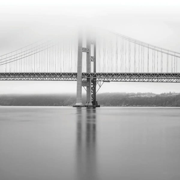 Washington: Narrows Bridge Monochrome by Louis Ruth