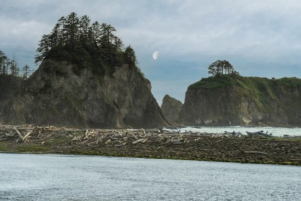 Washington: Moon Over Rialto Beach by Louis Ruth