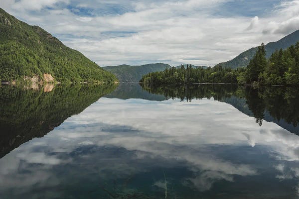 Washington: Reflections On Lake Crescent Wide View by Louis Ruth
