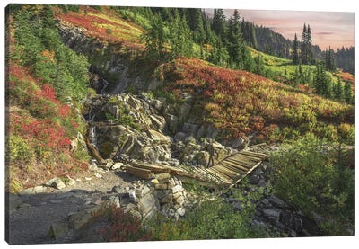 Bridge Into Autumn Canvas Art Print - Louis Ruth