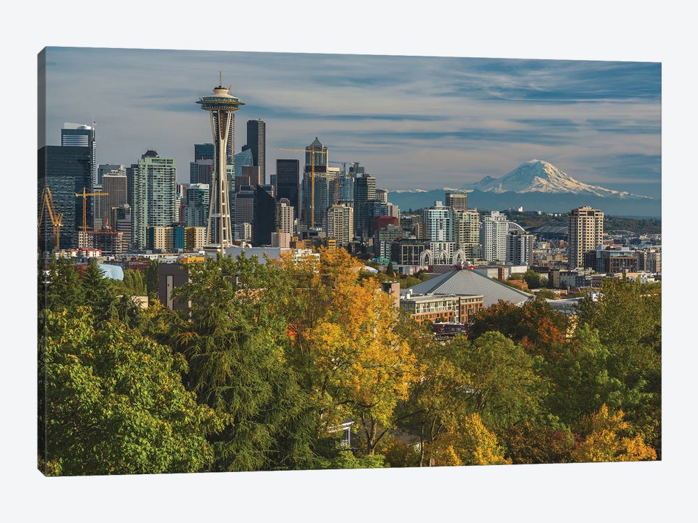 Seattle And Mount Rainer by Louis Ruth 1-piece Canvas Print