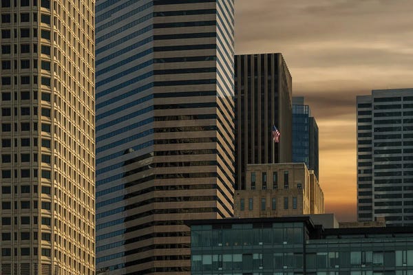 Crimson Skyline Seattle Sunset Cityscape Art