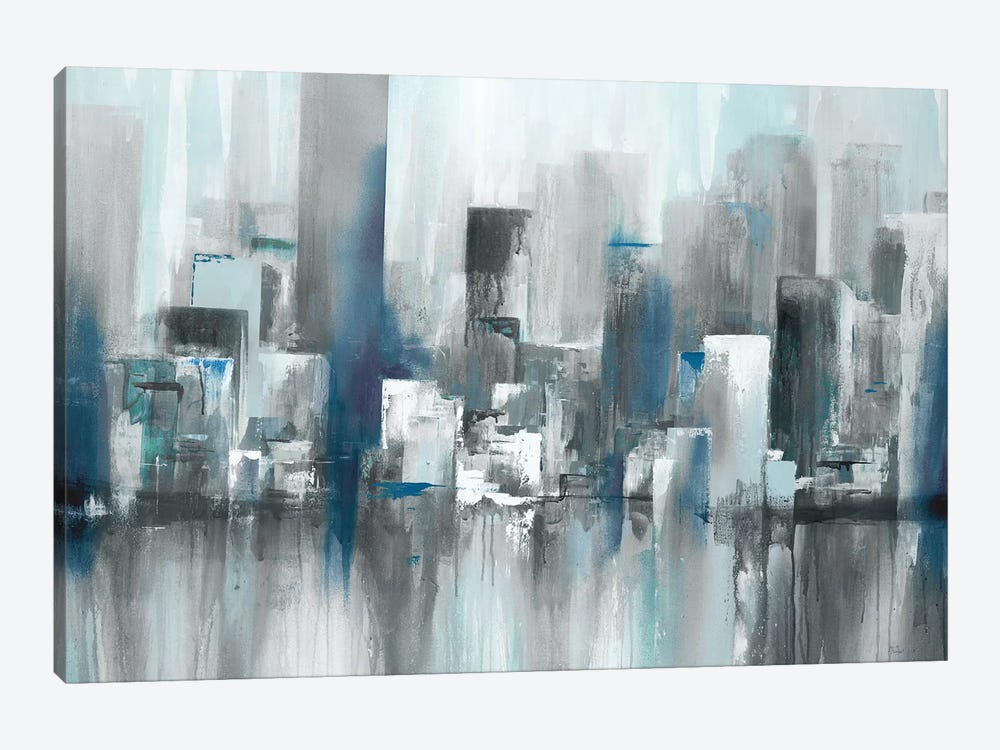 Cityscape in Blues by Lisa Ridgers 1-piece Canvas Print