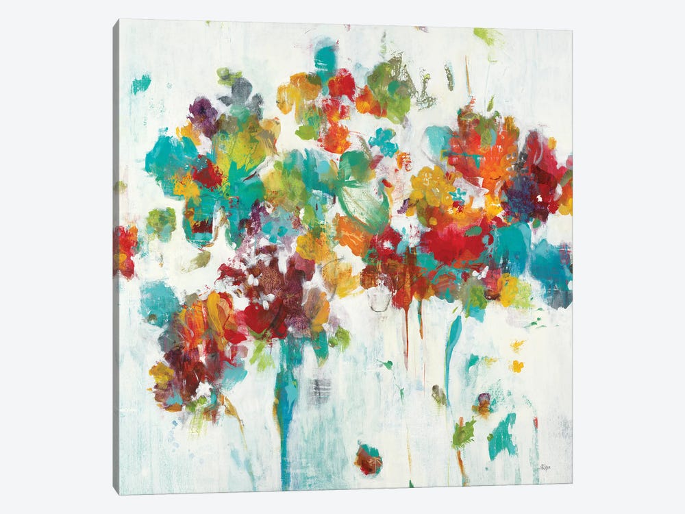 Colored Blooms by Lisa Ridgers 1-piece Canvas Wall Art