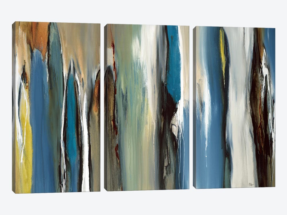 Fields Of Blue by Lisa Ridgers 3-piece Canvas Print
