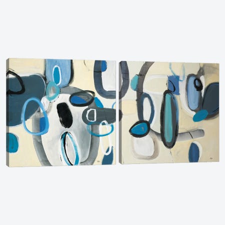 Blue Connection Diptych Canvas Print Set #LRI2HSET001} by Lisa Ridgers Canvas Art