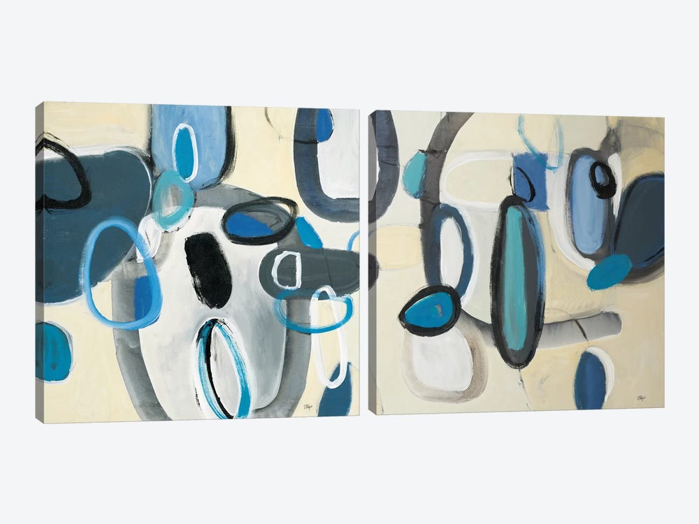 Blue Connection Diptych by Lisa Ridgers 2-piece Canvas Print