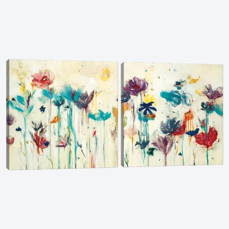 Floral Splash Diptych Canvas Print Set #LRI2HSET002} by Lisa Ridgers Canvas Artwork