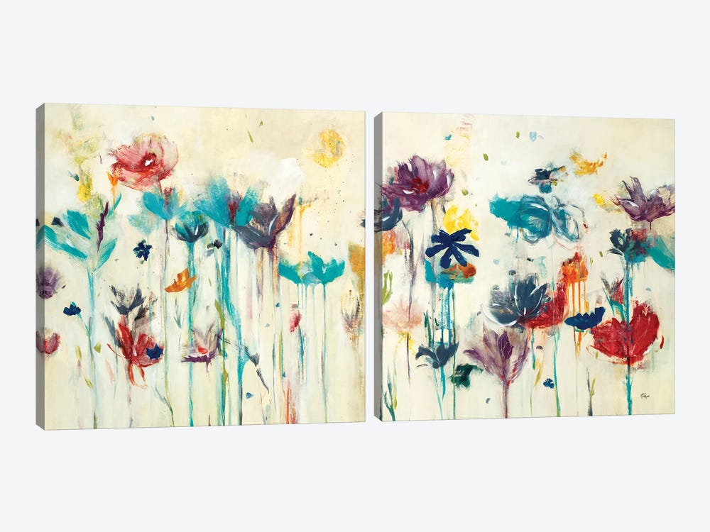 Floral Splash Diptych by Lisa Ridgers 2-piece Canvas Wall Art