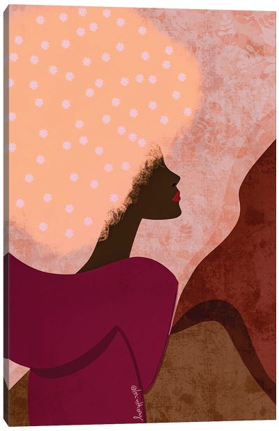 Pink Black Girl Canvas Art Print - Beauty
