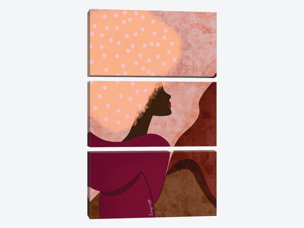 Pink Black Girl by Lorintheory 3-piece Canvas Print