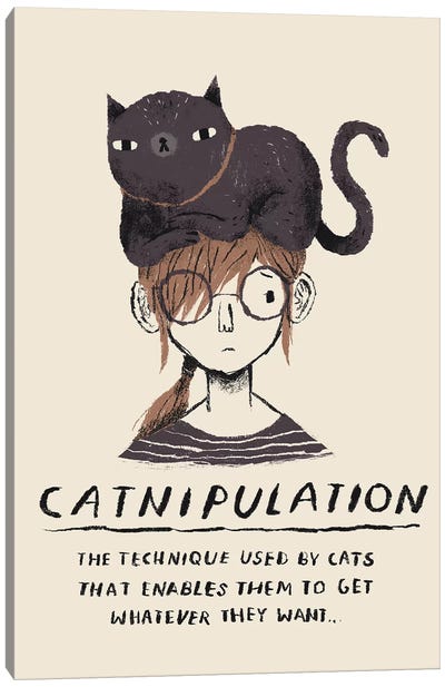 Catnipulation Canvas Art Print - Black Cat Art