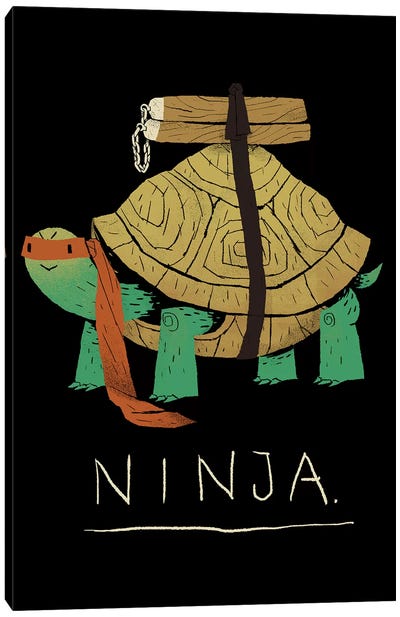 Ninja Orange Canvas Art Print - Warrior Art