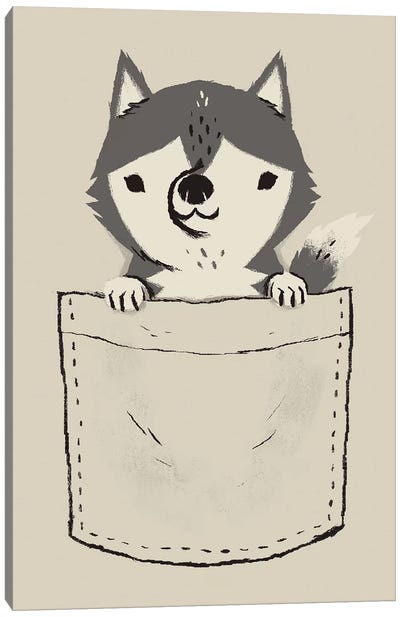 Pocket Husky Canvas Art Print - Laundry Room Art