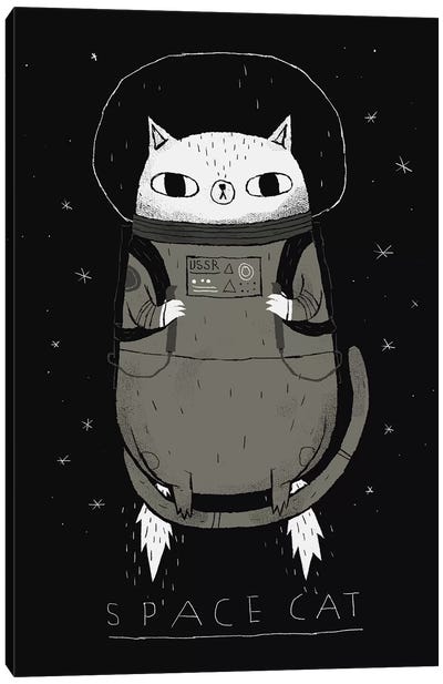 Space Cat Canvas Art Print - Louis Roskosch