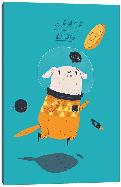 Space Dog Canvas Art Print - Louis Roskosch
