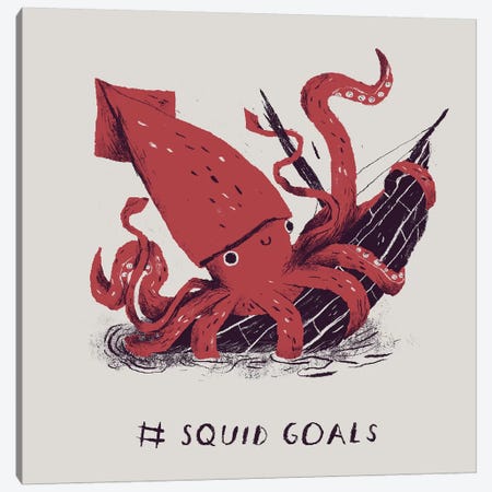 Squid Goals Canvas Print #LRO67} by Louis Roskosch Canvas Wall Art