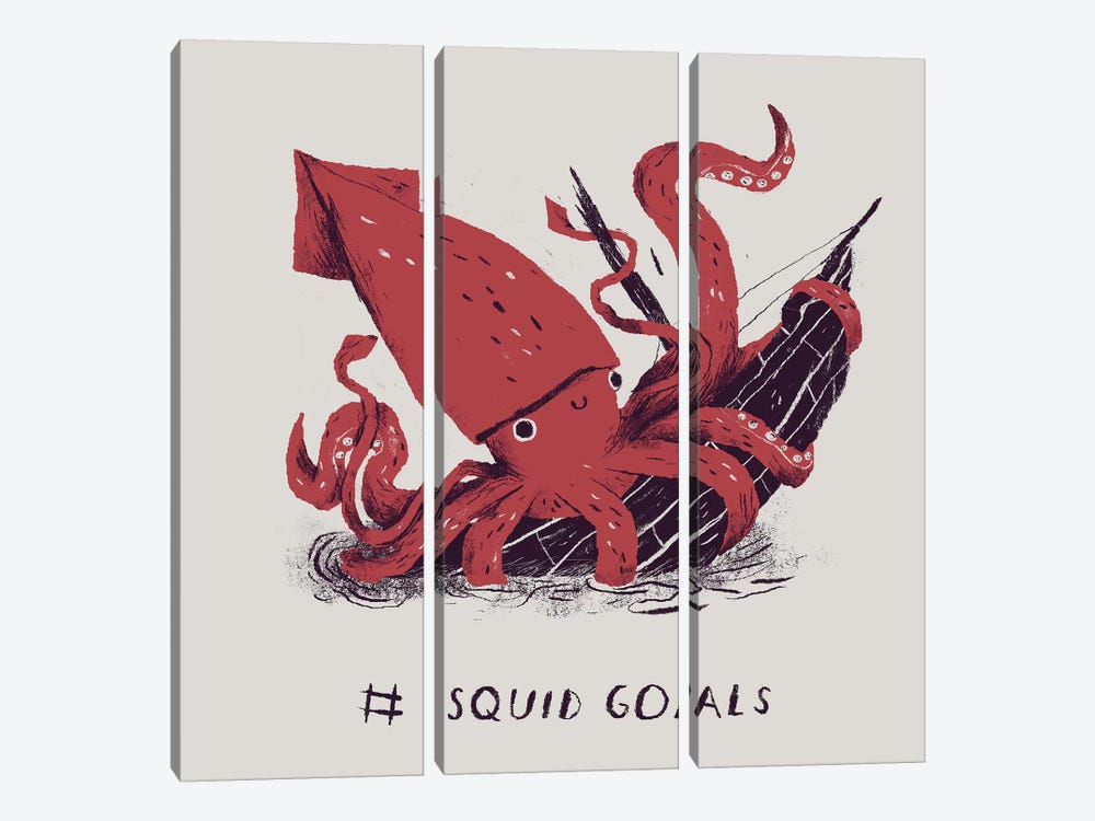 Squid Goals by Louis Roskosch 3-piece Canvas Art Print