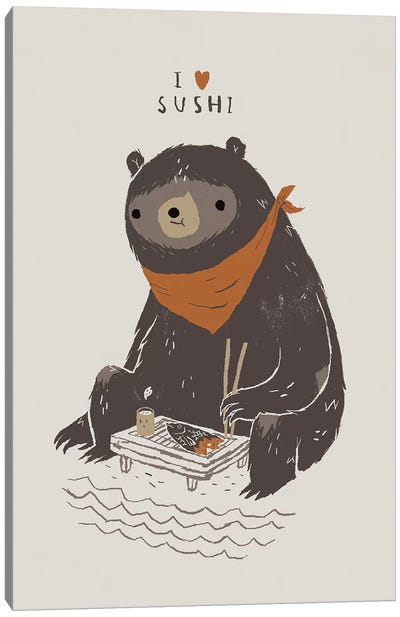 Sushi Bear Canvas Art Print - International Cuisine Art