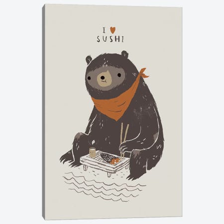 Sushi Bear Canvas Print #LRO68} by Louis Roskosch Art Print