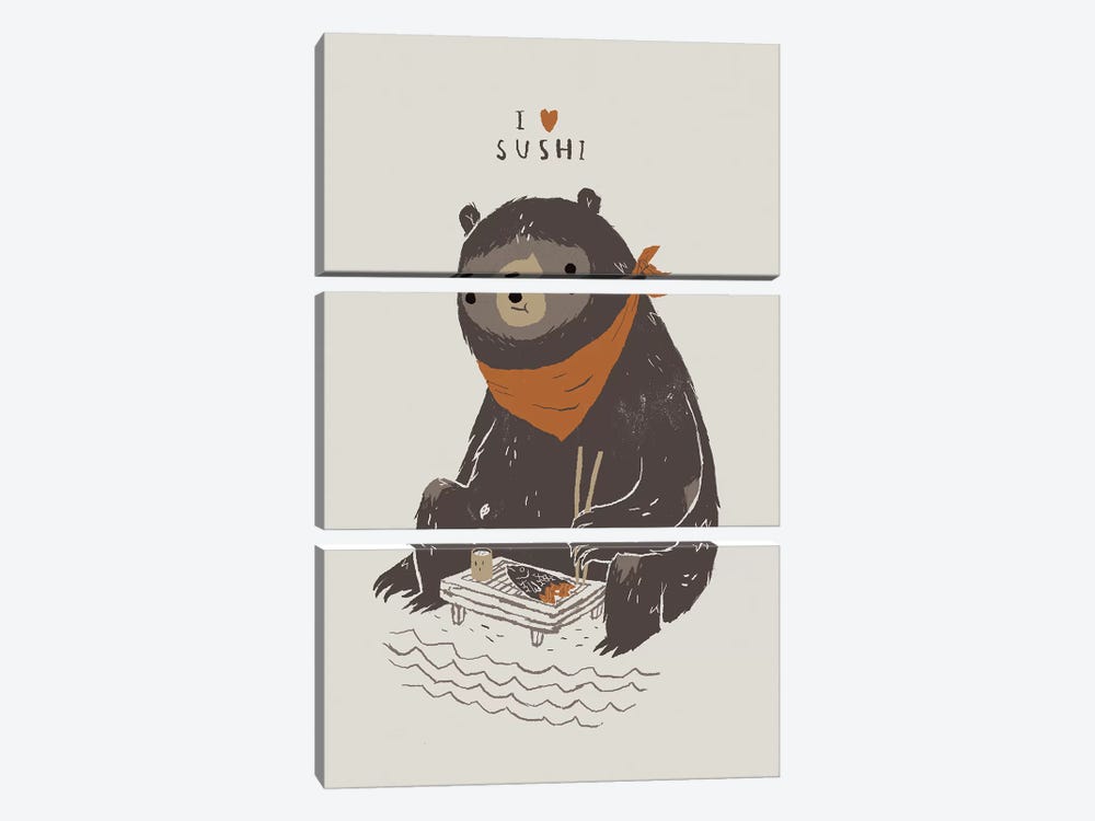 Sushi Bear by Louis Roskosch 3-piece Canvas Artwork