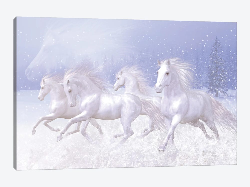 Snow Horses by Laurie Prindle 1-piece Canvas Wall Art
