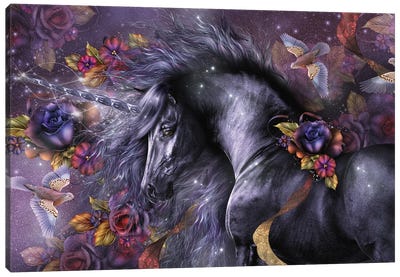 Blue Rose Canvas Art Print - Unicorn Art