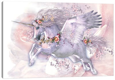 Spring Flight Canvas Art Print - Unicorns