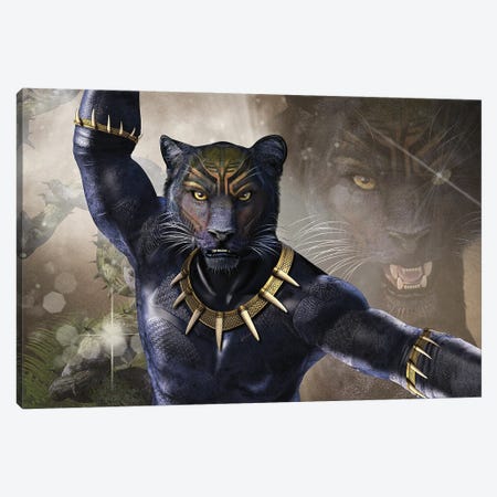 Black Panther Tribute Canvas Print #LRP166} by Laurie Prindle Canvas Art Print