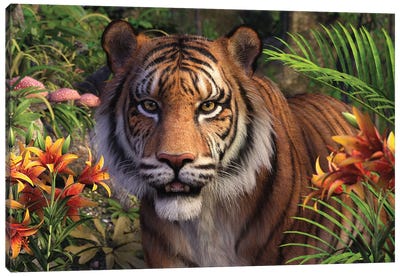 Jungle Stroll Canvas Art Print - Tiger Art