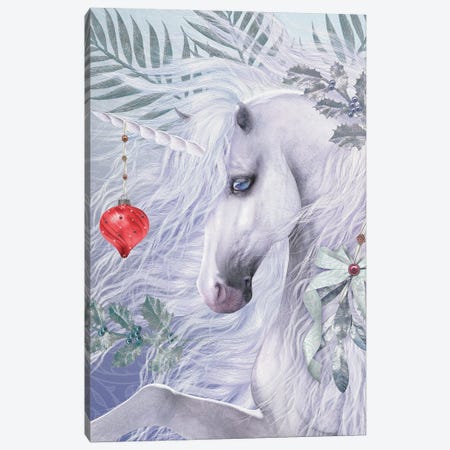 Christmas Unicorn Canvas Print #LRP20} by Laurie Prindle Canvas Wall Art