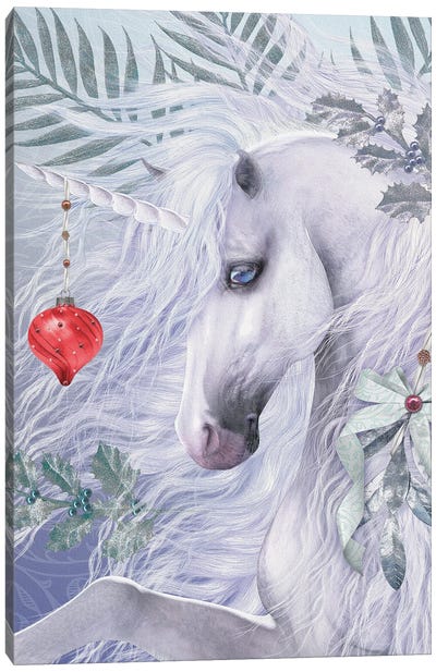 Christmas Unicorn Canvas Art Print - Laurie Prindle