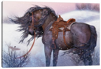 A Winters Encounter Canvas Art Print - Animal Illustrations