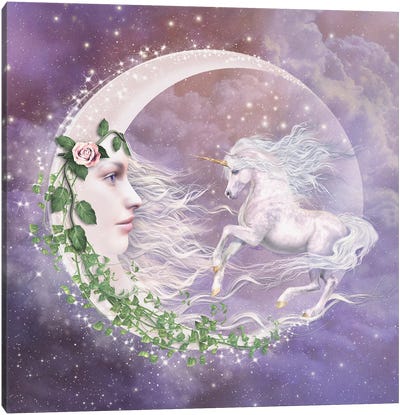 Moonicorn Canvas Art Print - Unicorn Art