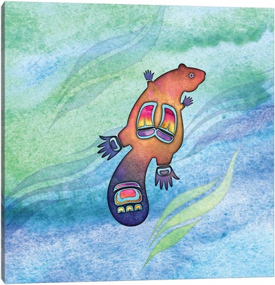 Painted Beaver Canvas Art Print - Laurie Prindle