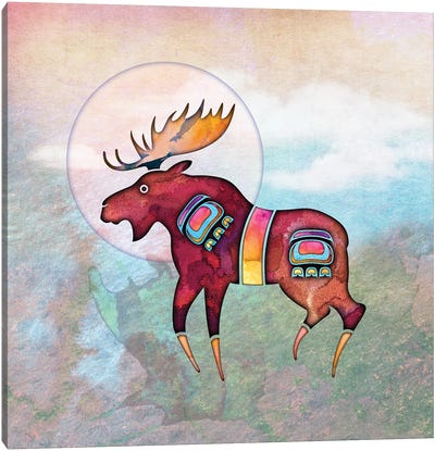 Painted Moose Canvas Art Print - Moose Art