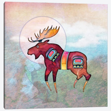 Painted Moose Canvas Print #LRP84} by Laurie Prindle Art Print