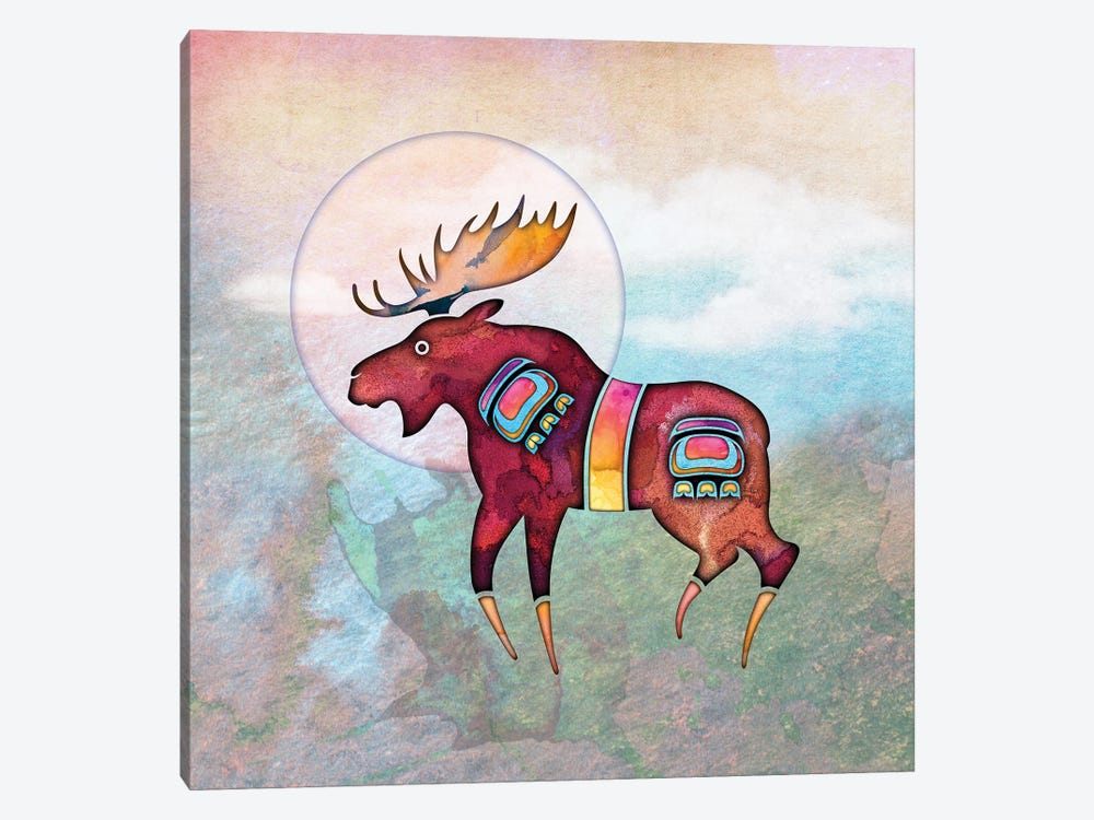 Painted Moose by Laurie Prindle 1-piece Canvas Print