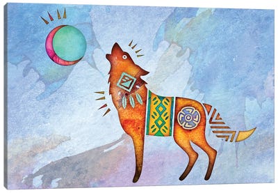 Painted Wolf Canvas Art Print - Folksy Fauna