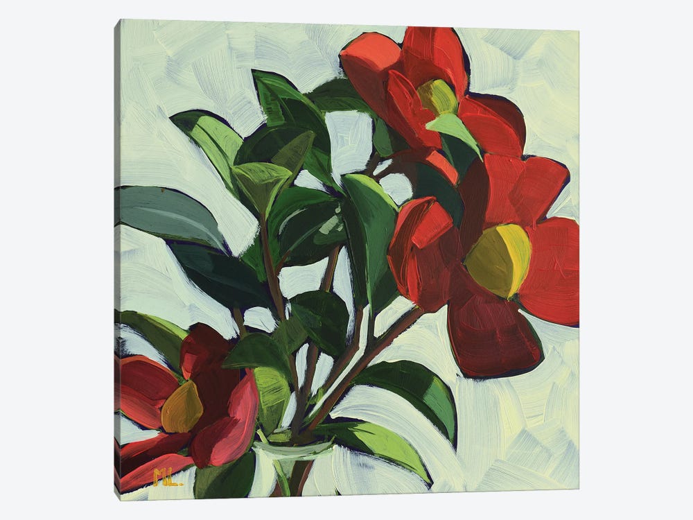Red Camellias II by Mónica Linares 1-piece Canvas Artwork