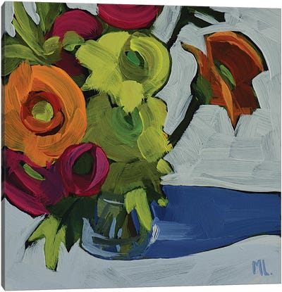 Vase Of Flowers On White Canvas Art Print - Mónica Linares