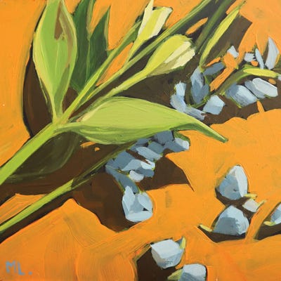 Orange Background by Mónica Linares metal wall art