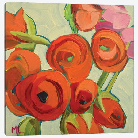 Orange Ranunculus Canvas Print #LRS41} by Mónica Linares Canvas Art Print