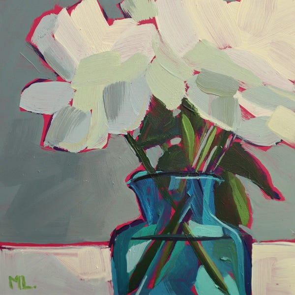 Peonies: Two White Peonies by Mónica Linares