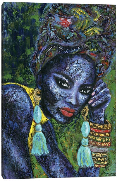 Blue Flame Canvas Art Print - African Heritage Art