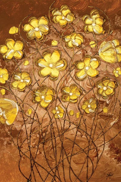 Gold Blossoms On Coffee by Amber Lamoreaux art print