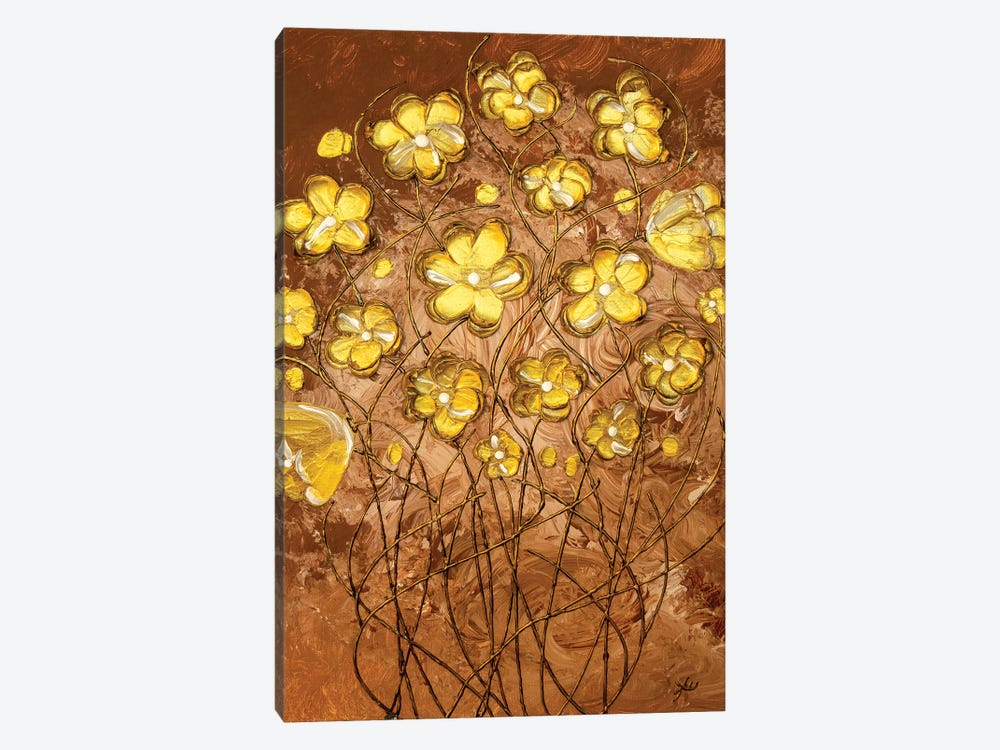 Gold Blossoms On Coffee by Amber Lamoreaux 1-piece Canvas Print