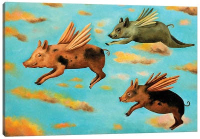 When Pigs Fly Canvas Art Print - Leah Saulnier